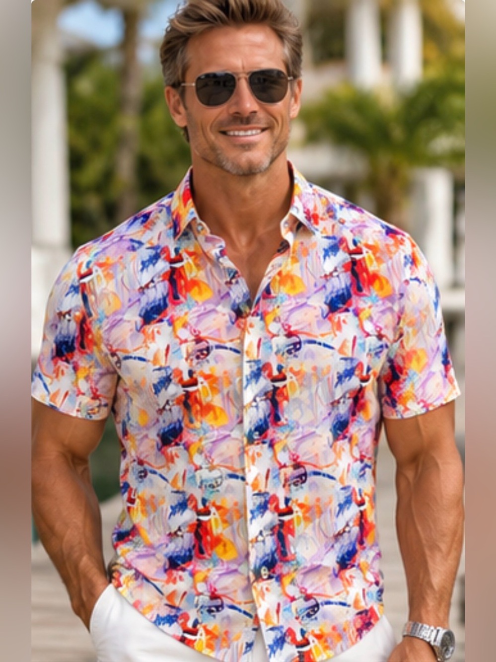 🔥 Robert Graham Modern Americana Abstract Button-Up Shirt Men’s Large